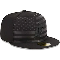 Men's New Era Black Florida Marlins Cooperstown Collection Tonal Flag 59FIFTY Fitted Hat