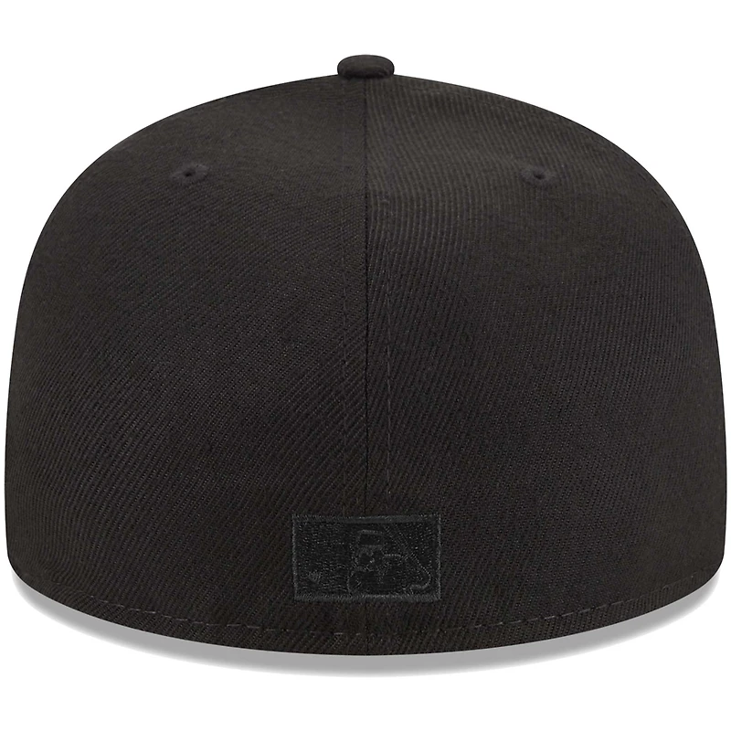Men's New Era Black Florida Marlins Cooperstown Collection Tonal Flag 59FIFTY Fitted Hat