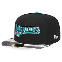 Men's New Era Black Florida Marlins Metallic Camo 59FIFTY Fitted Hat