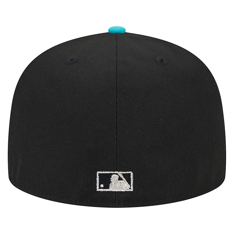 Men's New Era Black Florida Marlins Metallic Camo 59FIFTY Fitted Hat