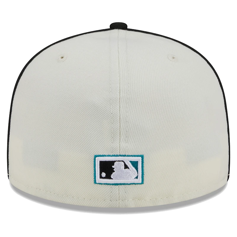 Casquette ajustée New Era Florida Marlins Chrome Sutash 59FIFTY pour homme, crème/noir