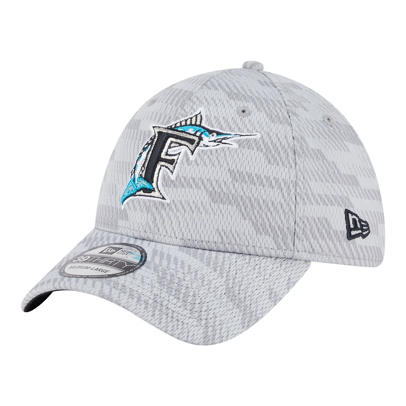 Men's New Era Gray Florida Marlins 2025 MLB Clubhouse 39THIRTY Flex Hat
