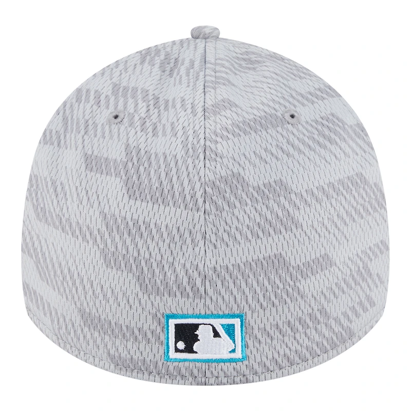 Casquette New Era Flex grise Florida Marlins 2025 MLB Clubhouse 39THIRTY pour homme