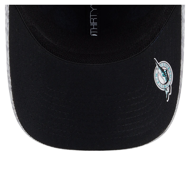 Casquette New Era Flex grise Florida Marlins 2025 MLB Clubhouse 39THIRTY pour homme
