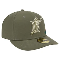 Casquette ajustée 59FIFTY pour homme de la collection Cooperstown des Florida Marlins New Era, olive, à fleurs ton sur