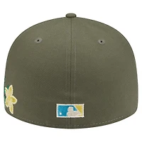 Casquette ajustée 59FIFTY pour homme de la collection Cooperstown des Florida Marlins New Era, olive, à fleurs ton sur