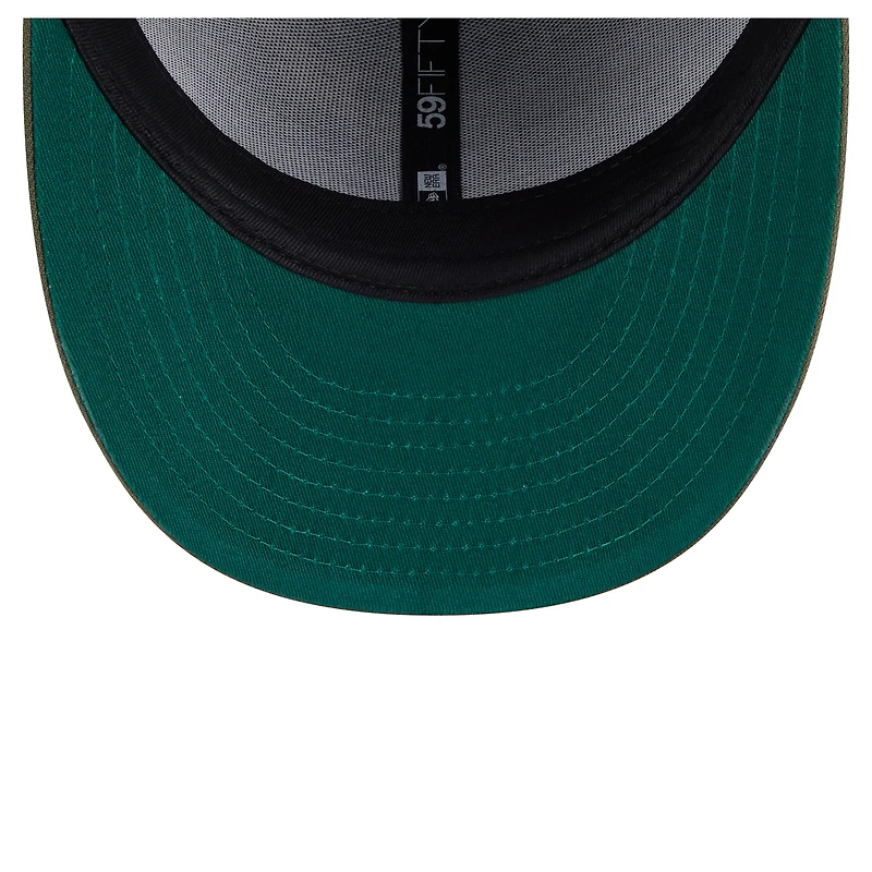 Casquette ajustée 59FIFTY pour homme de la collection Cooperstown des Florida Marlins New Era, olive, à fleurs ton sur