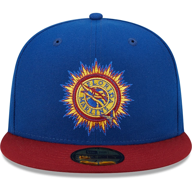 Casquette ajustée 59FIFTY pour homme New Era Royal/Red Florida Marlins Alternate Throwback Logo Primary Jewel Gold Undervisor