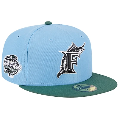 Casquette ajustée 59FIFTY pour homme New Era bleu ciel/cilantro Florida Marlins 2003 World Series Cooperstown Collection