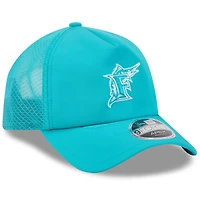 Casquette ajustable New Era Apex 9FORTY alternative bleu sarcelle Florida Marlins 2026 pour homme