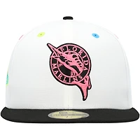 Men's New Era White Florida Marlins Cooperstown Collection Neon Eye 59FIFTY Fitted Hat