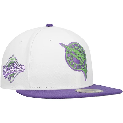 Men's New Era White Florida Marlins Side Patch 59FIFTY Fitted Hat