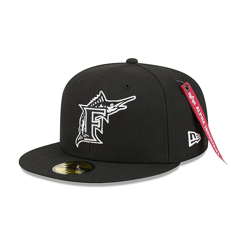 Men's New Era x Alpha Industries  Black Florida Marlins 59FIFTY Fitted Hat