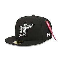 Men's New Era x Alpha Industries  Black Florida Marlins 59FIFTY Fitted Hat