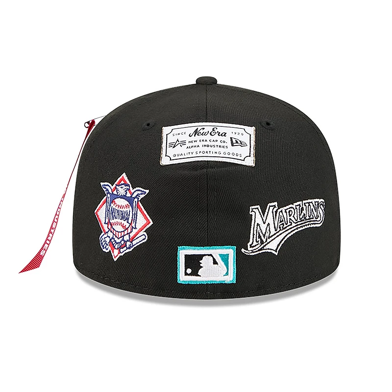 Men's New Era x Alpha Industries  Black Florida Marlins 59FIFTY Fitted Hat