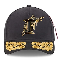 Casquette ajustable A-Frame 9FORTY noire des Florida Marlins de New Era x Alpha Industries pour homme