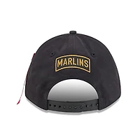 Casquette ajustable A-Frame 9FORTY noire des Florida Marlins de New Era x Alpha Industries pour homme