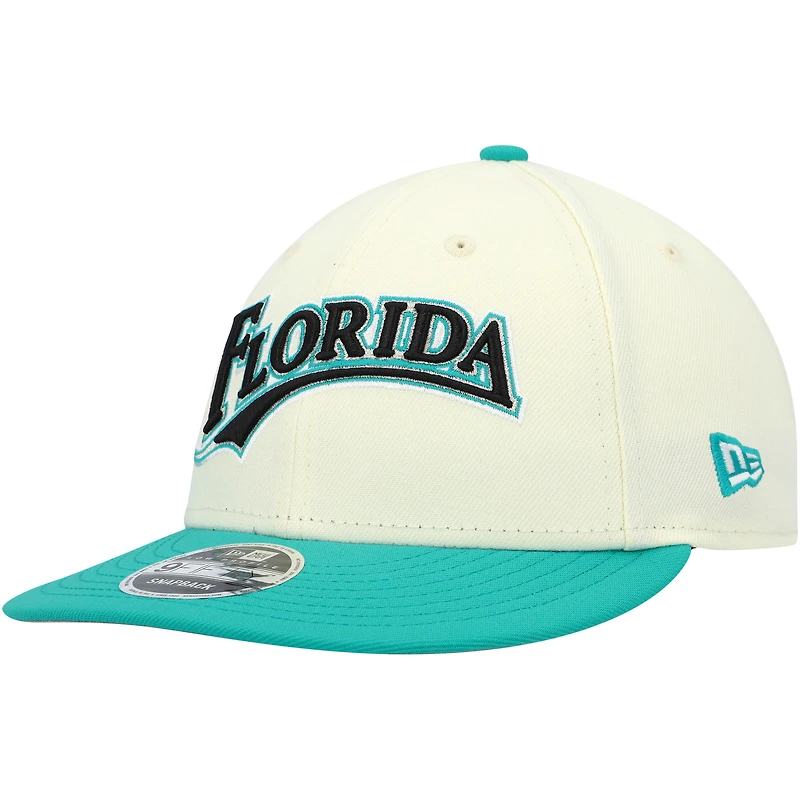 Casquette Snapback 9FIFTY Low Profile New Era x Felt Cream des Marlins de la Floride pour hommes