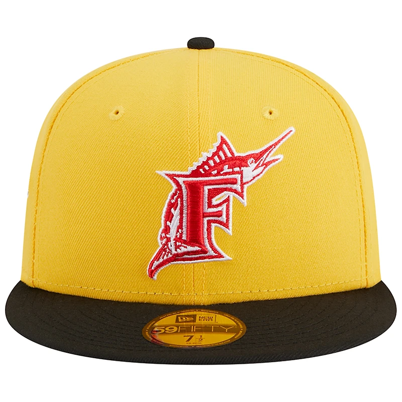 Casquette ajustée 59FIFTY Grilled Florida Marlins New Era pour homme, jaune/noir