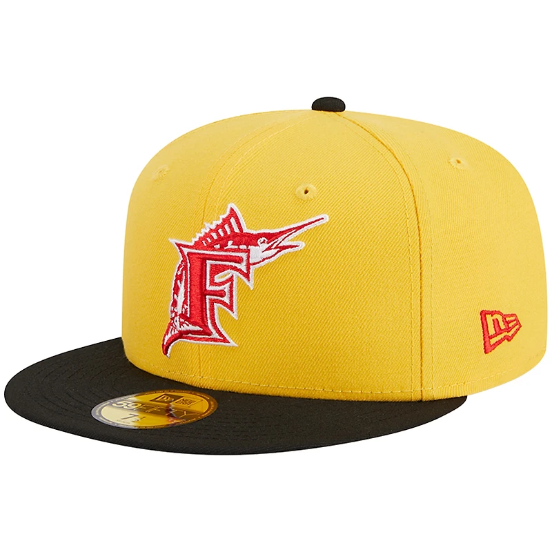 Casquette ajustée 59FIFTY Grilled Florida Marlins New Era pour homme, jaune/noir