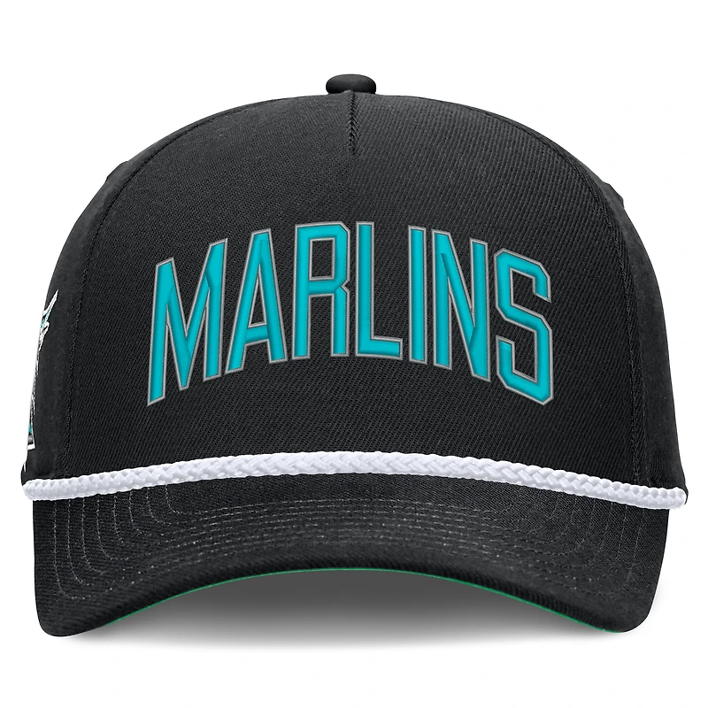 Men's Nike Black Florida Marlins Cooperstown Collection Rise Adjustable Hat