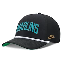 Men's Nike Black Florida Marlins Cooperstown Collection Rise Adjustable Hat