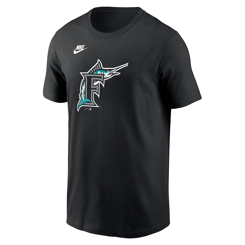 T-shirt Nike noir avec logo de l'équipe la collection Cooperstown des Marlins Floride pour homme