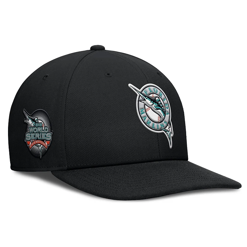 Casquette Nike Pro Performance Snapback noire pour homme des Florida Marlins