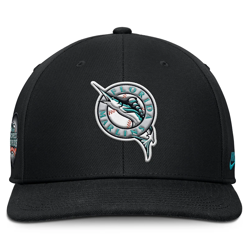 Casquette Nike Pro Performance Snapback noire pour homme des Florida Marlins