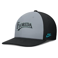 Men's Nike Gray/Black Florida Marlins Cooperstown Collection Pro Performance Snapback Hat
