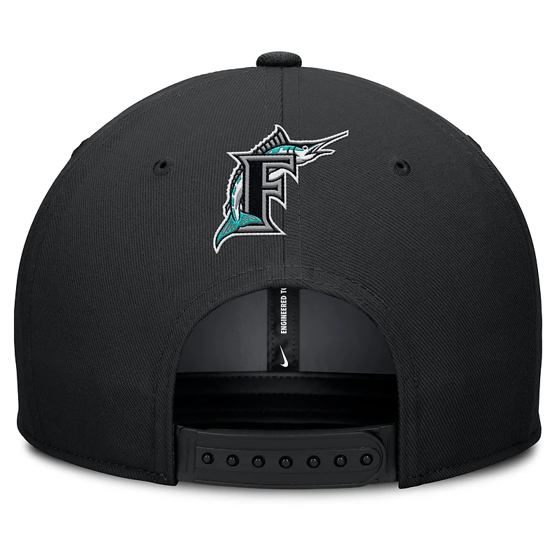 Men's Nike Gray/Black Florida Marlins Cooperstown Collection Pro Performance Snapback Hat
