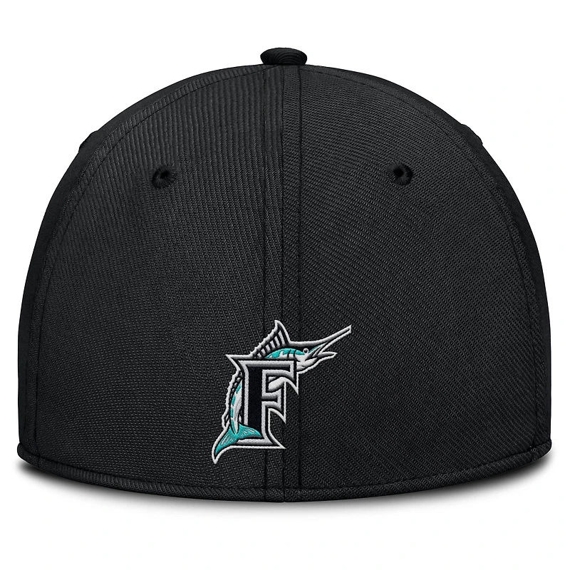 Casquette Nike Performance Flex grise/noire Florida Marlins Rise Swoosh pour homme