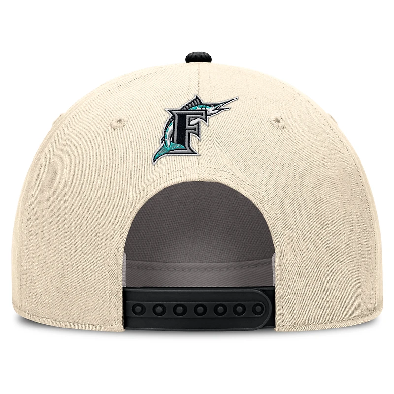 Men's Nike Natural/Black Florida Marlins Cooperstown Collection Rise Adjustable Hat