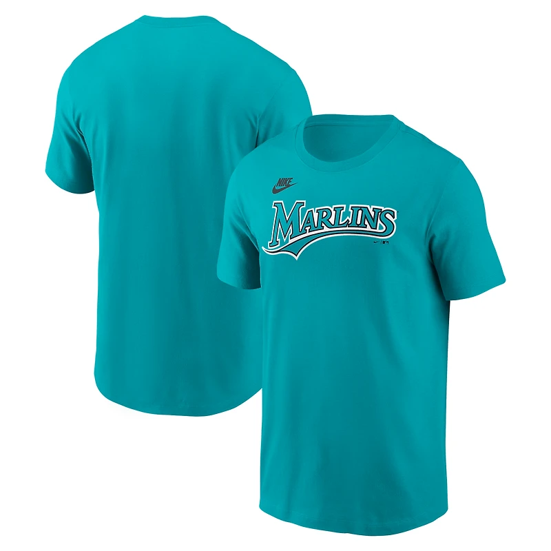 T-shirt Nike turquoise pour homme, logo des Florida Marlins de Cooperstown