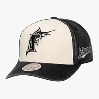 Unisex Mitchell & Ness Cream/Black Florida Marlins Snow Block Pro Crown Adjustable Hat