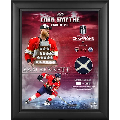 Collage encadré de 33 x 40 cm de Conn Smythe, champions de la Coupe Stanley 2025 des Panthers de la Floride, avec un morceau de filet utilisé lors de la finale de la Coupe Stanley 2025 - Édition limitée à 500 exemplaires