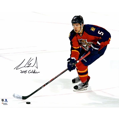 Aaron Ekblad Florida Panthers Autographed 16" x 20" Red Jersey Skating Photograph with "2015 Calder" Inscription