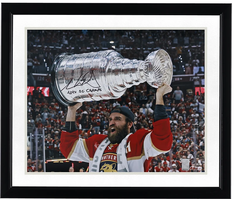 Aaron Ekblad Florida Panthers Autographed 2024 Stanley Cup Champions 16" x 20" Raising Cup Photograph with "2024 SC Champs" Inscription