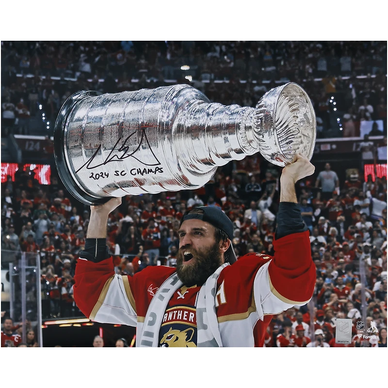 Aaron Ekblad Florida Panthers Autographed 2024 Stanley Cup Champions 16" x 20" Raising Cup Photograph with "2024 SC Champs" Inscription