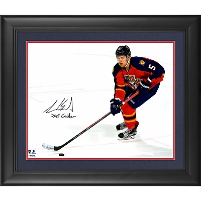 Aaron Ekblad Florida Panthers Framed Autographed 16" x 20" Red Jersey Skating Photograph with "2015 Calder" Inscription