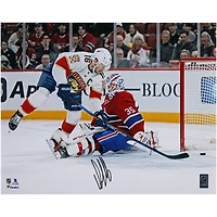 Aleksander Barkov Florida Panthers Autographed 16" x 20" White Jersey Scoring Goal Photograph