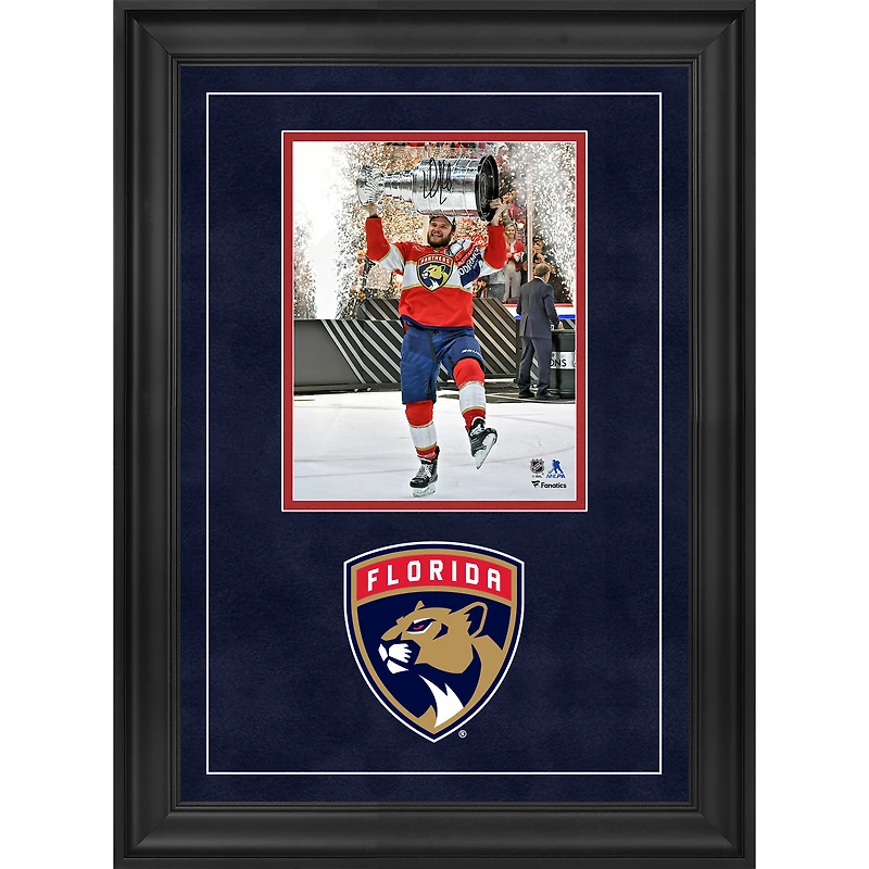 Aleksander Barkov Florida Panthers Autographed 2024 Stanley Cup Champions Deluxe Framed 8" x 10" Raising Cup Photograph