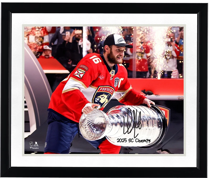 Aleksander Barkov Florida Panthers Autographed 2025 Stanley Cup Champions 16" x 20" Raising Cup Photograph with "2025 SC Champs" Inscription