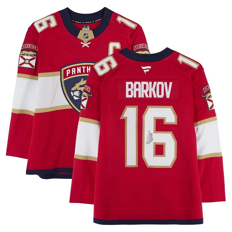 Maillot premium dédicacé des Panthers de la Floride par Aleksander Barkov, Red Fanatics