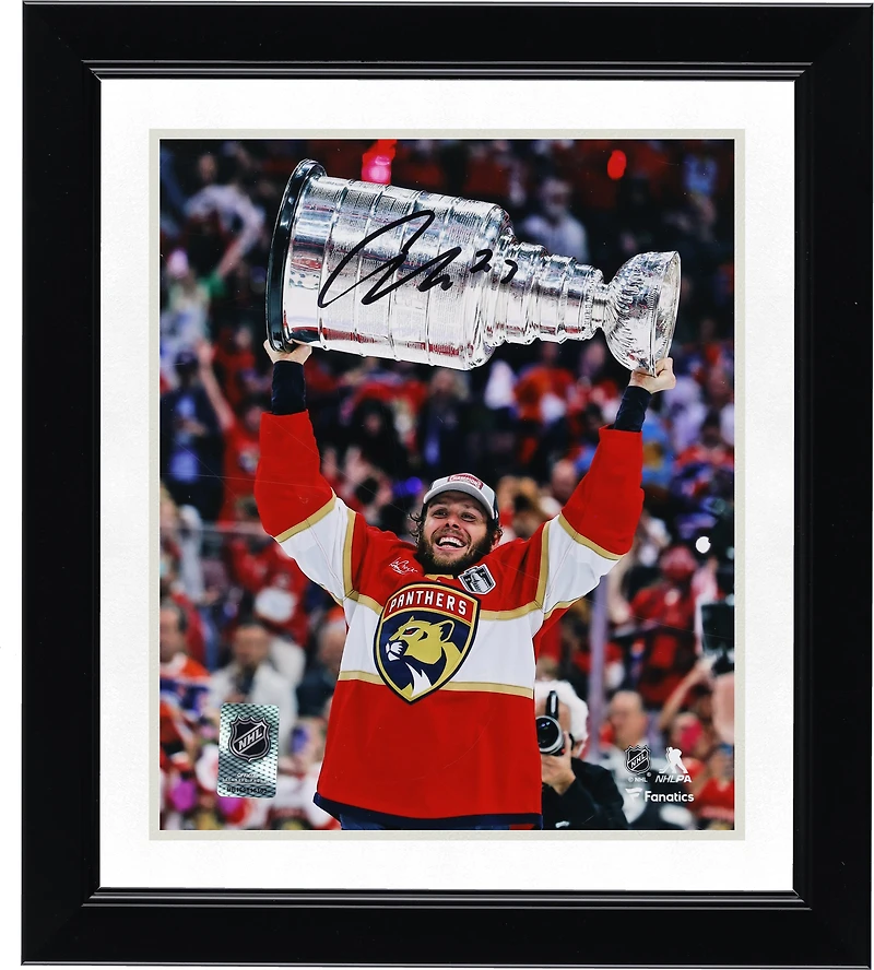 Carter Verhaeghe Florida Panthers Autographed 2024 Stanley Cup Champions 8" x 10" Raising Cup Photograph