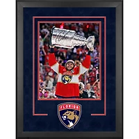 Carter Verhaeghe Florida Panthers Autographed 2024 Stanley Cup Champions Deluxe Framed 16" x 20" Raising Cup Photograph
