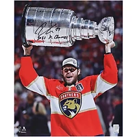 Carter Verhaeghe Florida Panthers Autographed 2025 Stanley Cup Champions 16" x 20" Raising Cup Photograph with "2025 SC Champs" Inscription