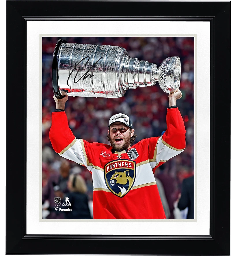 Carter Verhaeghe Florida Panthers Autographed 2025 Stanley Cup Champions 8" x 10" Raising Cup Photograph