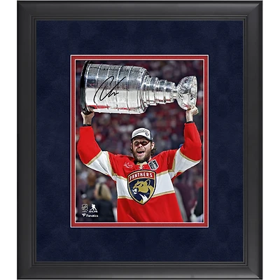 Carter Verhaeghe Florida Panthers Autographed 2025 Stanley Cup Champions Framed 8" x 10" Raising Cup Photograph