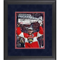 Carter Verhaeghe Florida Panthers Autographed 2025 Stanley Cup Champions Framed 8" x 10" Raising Cup Photograph